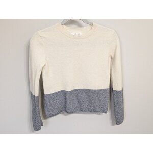 Velvet by Graham Spencer Cropped Cashmere Colorblock Sweater Womens M Cream
